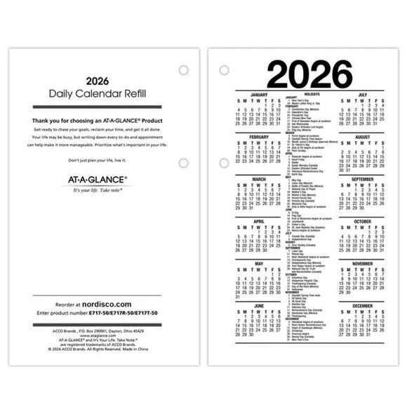 2026 AT-A-GLANCE Daily Desk Calendar Refill 3.5" x 6" Loose-Leaf E71750 Office - Picture 8 of 11